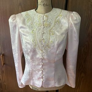 Vintage 1970-80'S light Pink Victorian Blouse